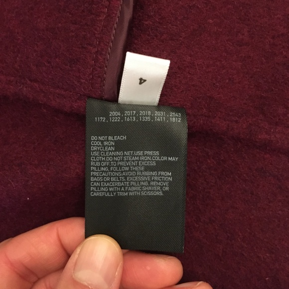 Uniqlo double faced wool blend coat with hood - maroon - oversized XS - Picture 14 of 15